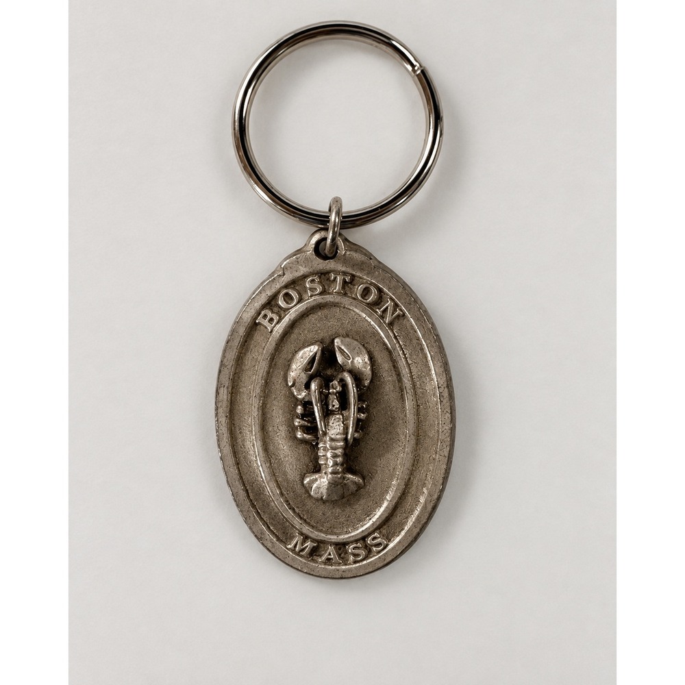 Boston Mass Lobster Metal Souvenir Keychain 3.25 in Overall Length